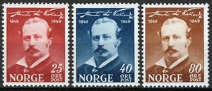 Noruega 1949, NK 377-79, 100º Cumpleaños de Alexander Kielland Set MNH, Mi 340-42 - Imagen 1 de 1