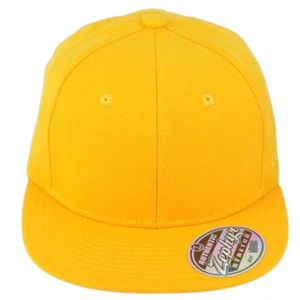 Zephyr Yellow Flex Fit Youth Kids Flat Bill Blank Plain Stretch Solid Hat Cap - Picture 1 of 7