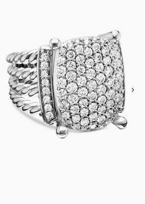 Anillo de cóctel David Yurman de plata de ley 925 con diamantes de trigo Foto 1 de 4