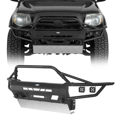 Tube Steel Front Bumper w/ Skid Plate & Led Lights for Toyota Tacoma 2005-2011 Foto 1 de 4