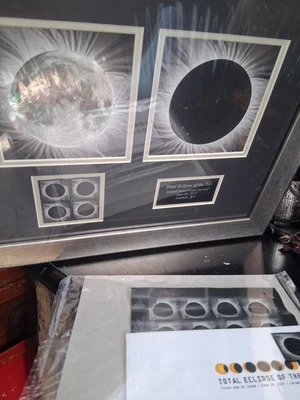 USPS 'Total Eclipse of the Sun' Framed Art June 20, 2017 Stamps New Sealed - Image 1 of 4