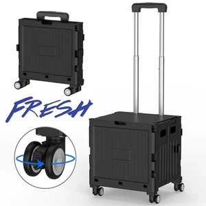 klappbarer Einkaufswagen 50kg Einkaufstasche + Räder Einkaufsroller 45L Schwarz - Bild 1 von 12