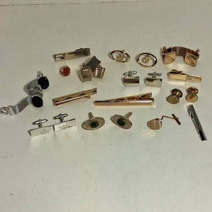 Herren Schmuckkästchen Konvolut Krawattennadel Tack Pin Manschettenknöpfe gold und silberfarben - Bild 1 von 4