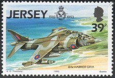 Hawker / BAe HARRIER GR1a / RAF Aircraft Airplane Mint MNH Stamp (Jersey 1993)