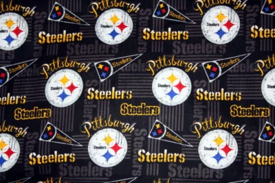 60 INCH WIDE PITTSBURGH STEELERS NFL - 1/2 YARD 18X60 100% COTTON FABRIC - Image 1 of 4