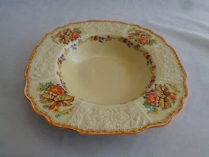 Myott Staffordshire Made In England Rimmed Soup Bowl With Orange Flowers - Picture 1 of 3