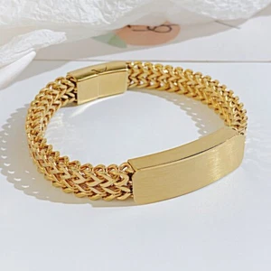 Men's Fashion Hip Hop Stainless Steel Braided Chain Bracelet Wrist Bangle New - Picture 1 of 6