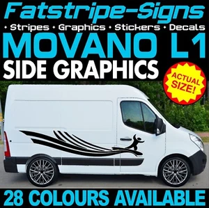 to fit VAUXHALL MOVANO L1 SWB GRAPHICS STICKERS STRIPES DECALS CAMPER VAN - Picture 1 of 1