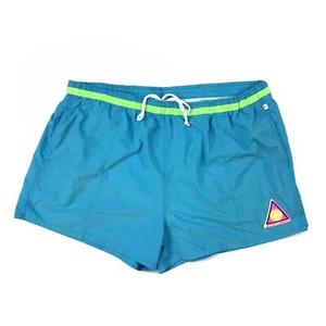 Vintage Mens Beach Volleyball Shorts Pacific Heat Neon Blue 90s Color - Picture 1 of 4