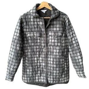 Abrigo Chaqueta Time And Tru Barn Prendas exteriores Gris Negro A Cuadros Acolchado Botón Talla Pequeña - Imagen 1 de 7