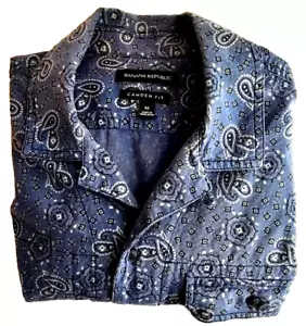 Banana Republic Cotton Shirt Short Sleeve Button Up Medium Camden Fit Blue - Picture 1 of 6
