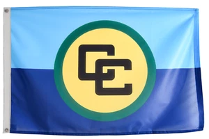 Caribbean Community CARICOM Flag with Eyelets - Handmade in the UK - Foto 1 di 8