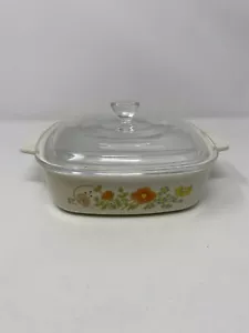 Vintage Corning Ware Wildflower 1 Quart Casserole Dish A-1-B W/Lid, Well Loved - Picture 1 of 12