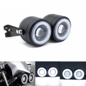 LED Twin Headlight Motorcycle Dual Lamp DRL Light+Bracket Universal For Harley - Picture 1 of 12