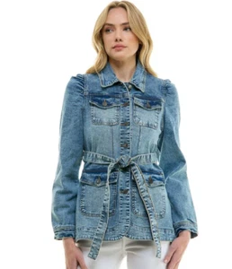 STRETCH SOLID LADIES CASUAL DENIM JACKET , Size-M, Light Blue - Picture 1 of 6