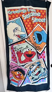 Vintage Sesame Street Beach Towel  Elmo Big Bird Cookie Monster Ernie Oscar - Picture 1 of 10