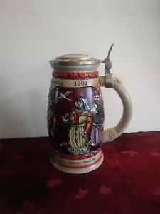 BUDWEISER 1992 DISCOVERY OF AMERICA COVERED BEER STEIN 8" TALL - Picture 1 of 7