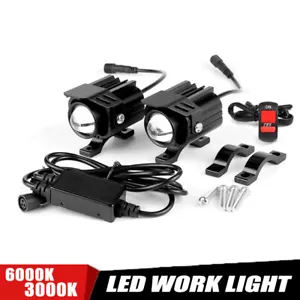 2* Motorcycle LED Spot Light Auxiliary Headlight Driving Fog Lamp Yellow & White - Picture 1 of 11
