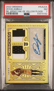 2022 Obsidian Rookie Jersey Ink Ochai Agbaji Patch Yellow Flood PSA 7 /10 - Picture 1 of 2