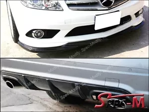 Carbon Fiber Front Lip + Bumper Diffuser For 2008-2011 W204 C300 C350 Sport Only - Bild 1 von 5
