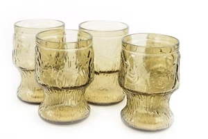 Vaso de beber vintage color marrón humo diseño fruta en relieve Italia (4 piezas) - Imagen 1 de 3