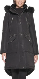 GUESS Anorak Parka Pocketed Coat Water Resistant Fur-Trim Collar Hood Size S NEW - Picture 1 of 5