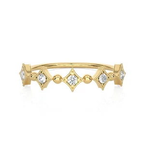 14k Solid Gold 5 Diamond Wedding Ring – Elegant, Dainty, and Timeless Band Ring - Picture 1 of 4