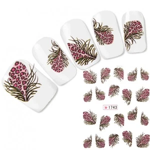 Tatuaje Nail Art Pegatina Pegatina Uñas Pluma Rosa ¡Nuevo! - Imagen 1 de 1