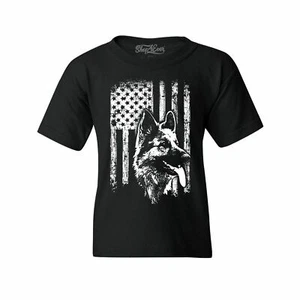 German Shepherd Flag Youth's T-Shirt Dog Dad Dog Mom Shepard Dad Mom Shirts - Picture 1 of 12
