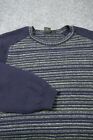 Hugo Boss Sweater Mens Large Blue Striped Italian Made Slim Wool Casual Preppy
