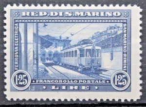 SAN MARINO 1932 INNAUGURAZIONE FERROVIA LIRE 1,25 LINGUELLATO MH* (C.MO) - Foto 1 di 1