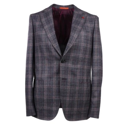 NWT $4195 ISAIA Slim-Fit Gray Layered Check Extra Soft Wool Suit 46 R (fits 44R) - Image 1 of 4