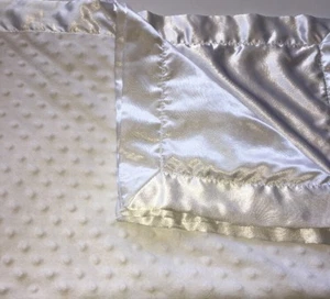 Baby Starters White Plush Minky Dot w Satin Edge Blanket EUC - Picture 1 of 2