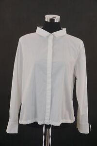Darling Harbour Women's Blouse 40 White Kent Collar Long Button with Cotton D140