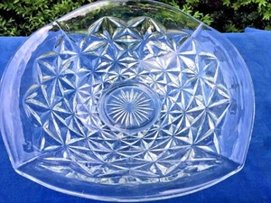 Antik Vintage UNIKAT Diamantschliff ABP Amerikanisch Brillant Glas LÜFTER QUADRATISCHE SCHALE - Bild 1 von 9