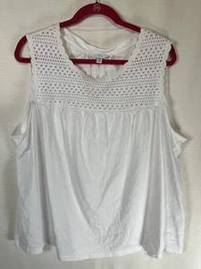 Time & Tru XXXL col rond femme blanc au crochet sans manches - Photo 1/4