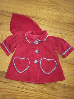 Handmade Red Jacket With Hearts, Hat Fits Bitty Baby Doll - Image 1 of 2