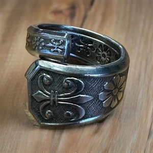 Löffel Ring Vintage Silber Edelstahl Florenz 1972 Größe 9,75 Unisex - Bild 1 von 8