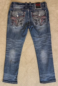 Rock Revival Jeans Mens Size 36 Garlen Straight Blue Denim Jeans 36x30 - Picture 1 of 6