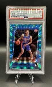2021 Panini Donruss - Rated Rookie Cade Cunningham #211 Holo Teal Laser PSA 8 - Picture 1 of 2