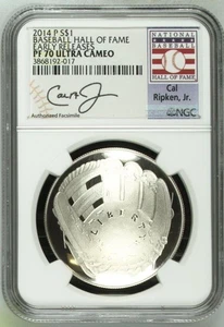 USA - 2014 P $1Baseball Hall of Fame Coin MS70 Early Release (Cal Ripken, Jr.) - Picture 1 of 1