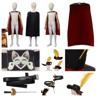Kids Puss Cat in Boots: The Last Wish Cosplay Cloak/ Belt Sword/Hat Costume - Image 1 of 4