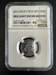2016 BCCR Costa Rica 5 Five Colones Coin NGC Graded Brilliant Uncirculated - Picture 1 of 2