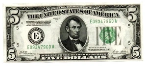 Fr. 1952-E $5 1928B Federal Reserve Note Gem Uncirculated - Picture 1 of 2