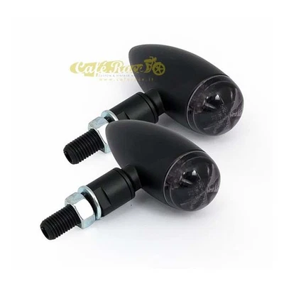 Paar Blinker Universal Schwarz Metall Micro Bullet LED Genehmigt Anschluss M10 - Bild 1 von 2