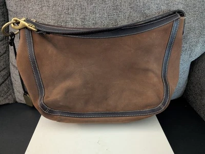 Bolso de Gamuza Ralph Lauren Vintage Dije Dorado Marrón Un Hombro Marrón Cartera Mujer Foto 1 de 4