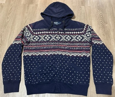 Мужской свитер с капюшоном на молнии Polo Ralph Lauren Holiday Christmas размер Large - Изображение 1 из 4