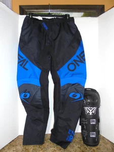 O Neal MX Motocross Motorcycle Racing Blue Black Pants Size 28 w/ Knee Pads - Picture 1 of 7