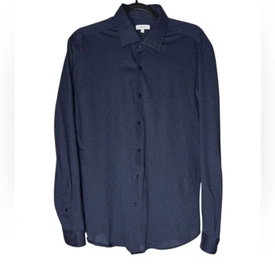 Camisa Reiss Para Hombre Talla Grande Manga Larga Con Botones Azul Brezo Clásica Foto 1 de 4