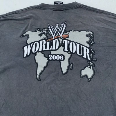 WWE 世界巡回赛 2006 衬衫 Crew 2XL 灰色摔跤男式 T 恤标志 — 第 1/4 张图片